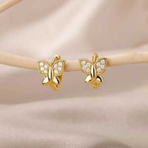 3/$40 NWT Gold Tone Zircon Butterfly 🦋 Hug Hoops